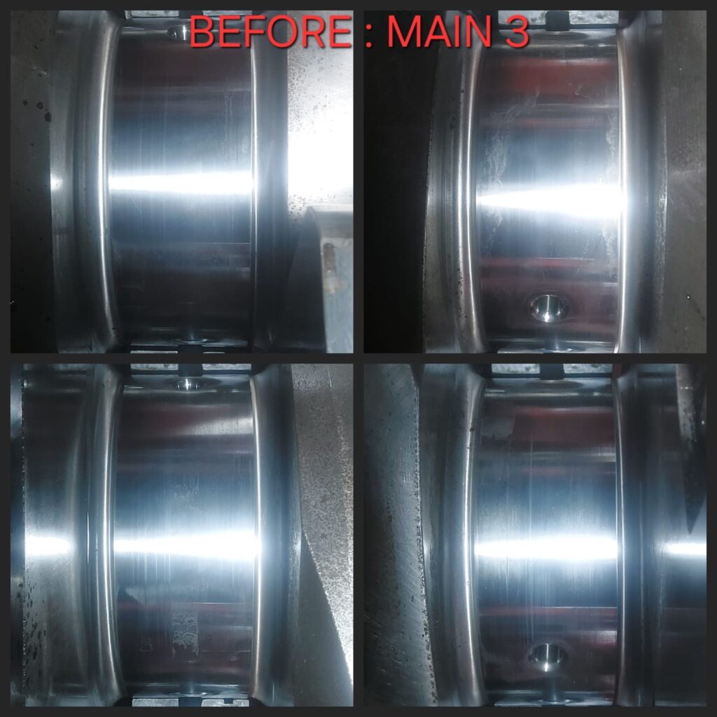 Mains journal 3 with visible wear and surface imperfections before in-situ repair